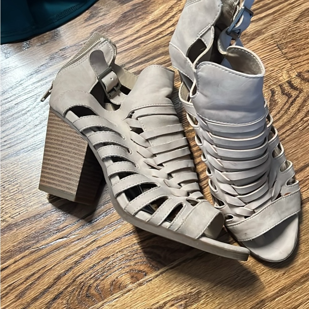 Rampage Cream Strappy Heeled Sandals